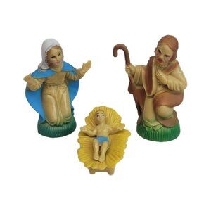 Vintage Nativity Joseph Mary & Jesus Made in Hong Kong Plastic Holiday Christmas